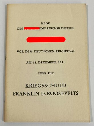 "Rede des Führers und Reichskanzlers Adolf...