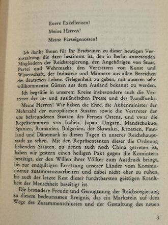 "Rede des Reichsministers des Auswärtigen Von Ribbentrop am 26. November 1941 in Berlin über den Freiheitskampf Europas, 29 Seiten, DIN A5