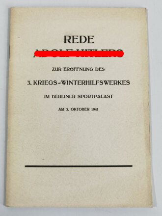 "Rede Adolf Hitlers zur Eröffnung des 3....