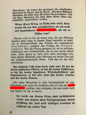 "Rede Adolf Hitlers zur Eröffnung des 3. Kriegs-Winterhilfswerkes im Berliner Sportpalast am 3. Oktober 1941, 23 Seiten, DIN A5