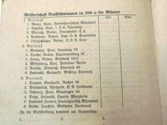 Deutsche Schwimm-Meisterschaften 1935 am 10. und 11. August in Plauen Programm, 31 Seiten, über A5