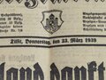 2 Zeitungen "Tilsiter Allgemeine Zeitung - Memellandanschluss" 22 + 23 März 1939