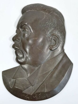 Reichspräsident Friedrich Ebert ( (1871-1925) halbhohler Bronzeguss, Höhe 36cm