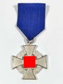 Treudienst- Ehrenzeichen in Silber für 25 Jahre mit Band. Etui mit Hersteller Wächtler & Lange Mittweida. Etui Einlage fehlt