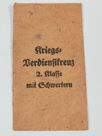 Verleihungstüte für das Kriegsverdienstkreuz 2. Klasse mit Schwertern. Hersteller E. Ferdinand Wiedmann, Frankfurt a. Main
