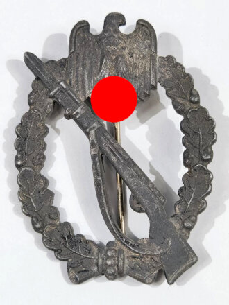 Infanterie- Sturmabzeichen in Silber. Gegenhaken defekt. Stark getragenes Stück
