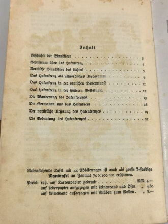 "Das Hakenkreuz als Sinnbild der Geschichte", Wilhelm Scheuermann, Leipzig, 1933, 23 Seiten, DIN A5, Einband fleckig