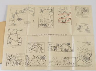 "Das Infanterie-Regiment "Kaiser Wilhelm, König von Preußen" (2.Württemb.) Nr. 120 im Weltkrieg 1914-18", Stuttgart, 1922, 128 Seiten, 1 Übersichtskarte und 22 Einzelkarten