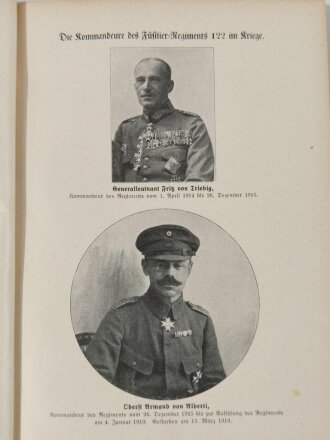 Württemberg "Das Füsilier-Regiment Kaiser Franz Joseph von Österreich König von Ungarn (4.Württ.) Nr. 122 im Weltkrieg 1914-18", Stuttgart, 1921, 312 Seiten, Anhang fehlt