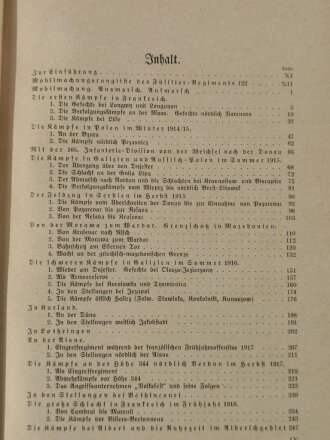 Württemberg "Das Füsilier-Regiment Kaiser Franz Joseph von Österreich König von Ungarn (4.Württ.) Nr. 122 im Weltkrieg 1914-18", Stuttgart, 1921, 312 Seiten, Anhang fehlt