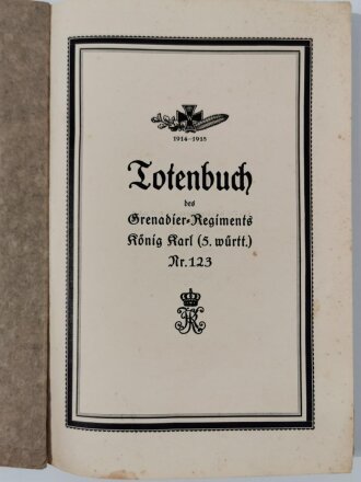 Württemberg "Ehrentafel des Grenadierregiments...