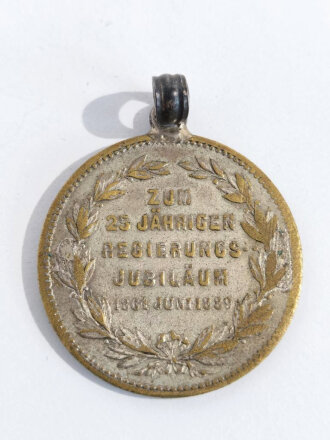Württemberg, Tragbare Erinnerungsmedaille "Zum 25. Jährigen Regierungs-Jubiläum 1864 Juni 1889" 28mm