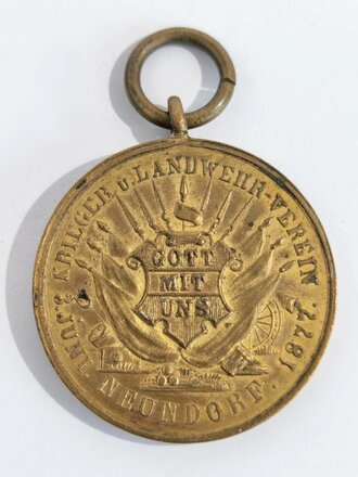 Tragbare Erinnerungsmedaille "Krieger u. Landwehr-Verein 3. Juni Neundorf 1877" 30mm