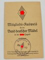 Mitglieds - und Führerausweis für den Bund deutscher Mädel  einer Angehörigen aus Regensburg