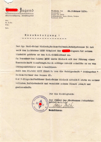 Umfangreicher Papiernachlass eines Hitler Jugend Führers aus Bochum, der bereits 1932 in die Hitlerjugend eintrat.