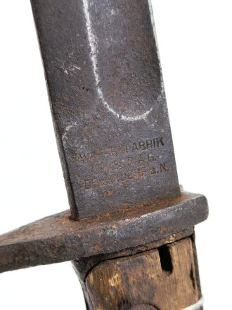 1.Weltkrieg, Seitengewehr Modell 1898/05 mit preussischer Abnahme von 1918 ? , Hersteller Waffenfabrik Mauser, ungerei nigtes Stück