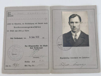Führerschein ausgestellt 1938 in Bad Reichenhall