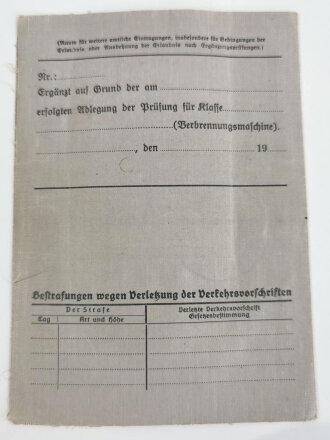 Führerschein ausgestellt 1938 in Bad Reichenhall