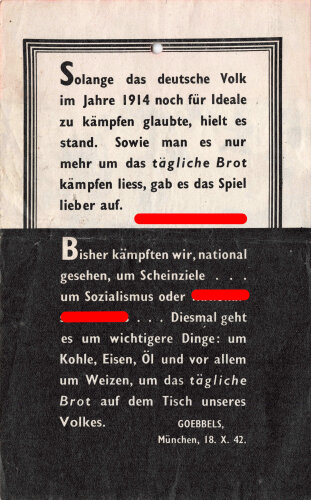 Großbritannien 2. Weltkrieg, Flugblatt G.62 "Kraft durch Freude !", gelocht, über DIN A5