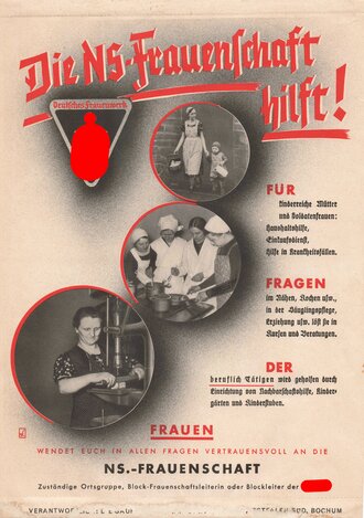 Nationalsozialistische Frauenschaft Plakat "Die NS-Frauenschaft hilft!"