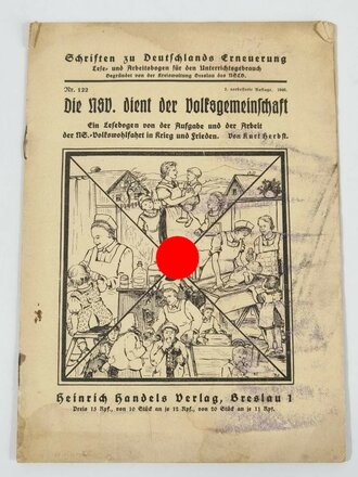 NSV "Schriften zu Deutschlands Erneuerung" Nr. 122 1940, stark gebraucht, 16 Seiten