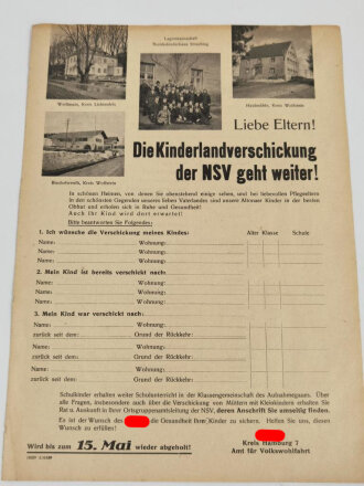 NSV "Die Kinderlandverschickung der NSV geht...