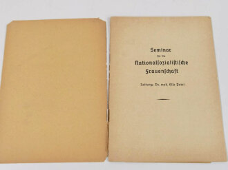 "Seminar für die Nationalsozialistische Frauenschaft an der Hochschule für Politik" Sommer Lehrgang 1939, 11 Seiten, DIN A5