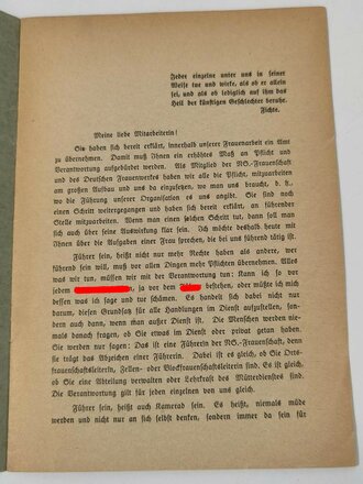 "Nationalsozialistische Frauenschaft Gau Hessen-Nassau" 8 Seiten, DIN A5