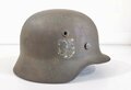 Heer, Stahlhelm Modell 1940. das Innenfutter wohl zu Reinigungszwecken aus- und wieder eingebaut, Originallack