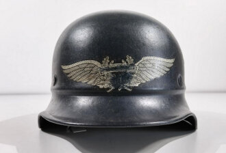 Stahlhelm Luftschutz. Zusammengehöriges Stück, Originallack, entnazifiziert