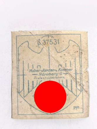 Wehrmacht Heer, Abziehbild Adlerschild für Stahlhelme der Firma "Huber Jordan u.Koerner Nürnberg"