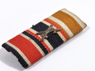 3er Bandspange Eisernes Kreuz 2. Klasse 1939 / Kriegsverdienstkreuz 2. Klasse mit Schwerter / Deutsches Schutzwall Ehrenzeichen.