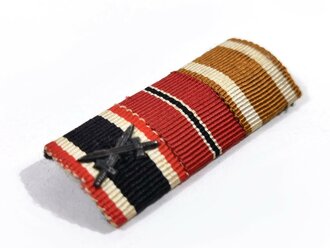 3er Bandspange Kriegsverdienstkreuz 2. Klasse mit Schwerter / Winterschlacht im Osten / Deutsches Schutzwall Ehrenzeichen. Sehr guter Zustand