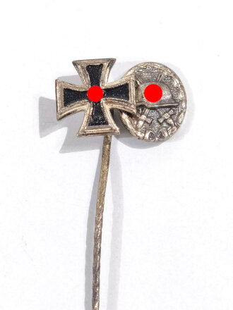 Miniatur 9 mm Eisernes Kreuz und Verwundetenabzeichen Silber