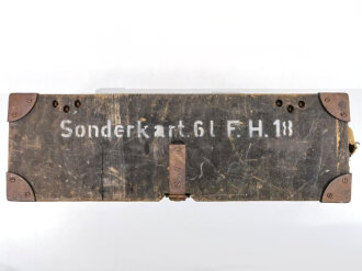 Transportkasten "Sonderkartusche 6 leichte Feldhaubitze 18" der Wehrmacht, datiert 1942