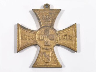 Baden Kreuz für freiwillige Kriegshilfe 1914 - 1916, Zink vergoldet