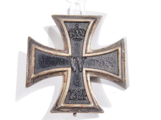 Eisernes Kreuz 1.Klasse 1914, Hersteller "SW" für Sy & Wagner auf der Nadel. Angelaufenes, ungereinigtes Stück