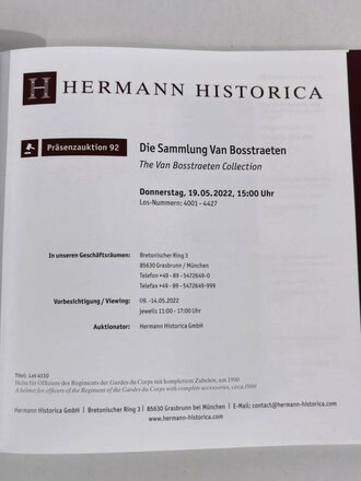 Hermann Historica, Auktion 92 " Die Sammlung van Bosstraeten" 249 Seiten, leicht gebraucht