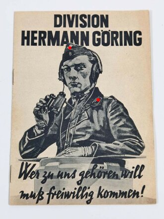 Division Hermann Göring, 14 seitige Werbebroschüre mit Meldezettel für freiwillige. Guter Zustand