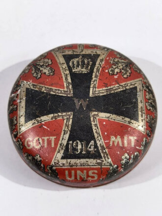 1. Weltkrieg , patriotische Blechdose mit Eisernem Kreuz,...