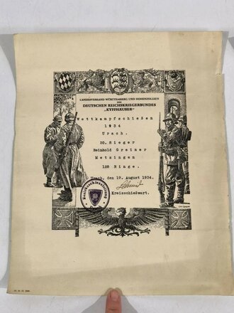 Württemberg, 2 Schützenurkunden von 1928 und 1934