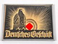 III.Reich, Schaufensteraufsteller " Deutsches Geschäft" Aluminiumrahmen 18,5 x 24cm. Ungereinigt, leichter Wasserschaden