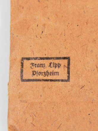 Kriegsverdienstkreuz 2. Klasse 1939 mit Schwerter/ Hersteller 72 im Bandring für " Franz Lipp, Pforzheim" mit Verleihungstüte gestempelt" Tüte unten etwas aufgerissen