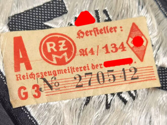 HJ Leistungsabzeichen Silber,  Stoff Ausführung für Sportanzug. Rückseitig mit RZM Ettiket.