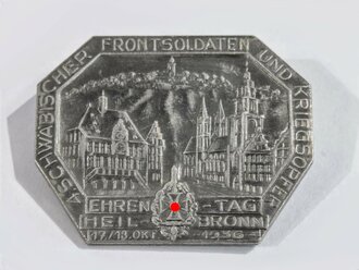 Leichtmetallabzeichen "4. Schwäbischen Soldaten- und Kriegsopferehrentag Heilbronn 1936" mit Hersteller Fr. Zimmermann, Stuttgart