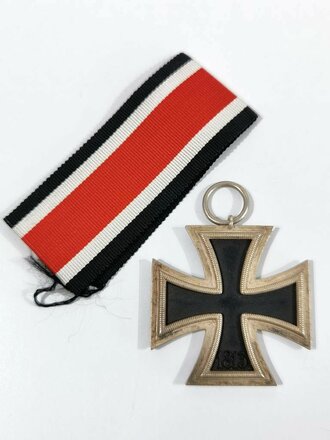 Eisernes Kreuz 2. Klasse 1939 mit Hersteller 6 im Bandring für " Fritz Zimmermann, Stuttgart " seltene Variante / Hakenkreuz mit voller Schwärzung