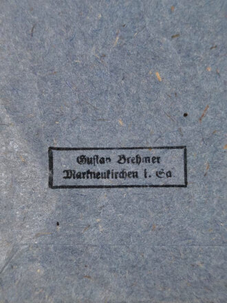 Verleihungstüte zum Eisernen Kreuz 2. Klasse 1939 mit Hersteller Stempel " Gustav Brehmer, Markneukirchen " / Tüte oben eingerissen