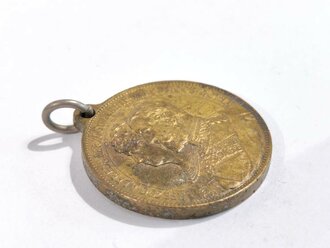 Tragbare Medaille " Erinnerung a.d. Einzug des Residenzstadt Gotha / Bronze vergoldet / Durchmesser 30 mm