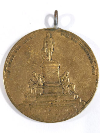 Tragbare Medaille Alfred Krupp " Industrieller, auf die Errichtung seines Denkmals in Essen, die Brustbilder von Alfred und Fr Krupp " / Bronze vergoldet / Durchmesser 42 mm