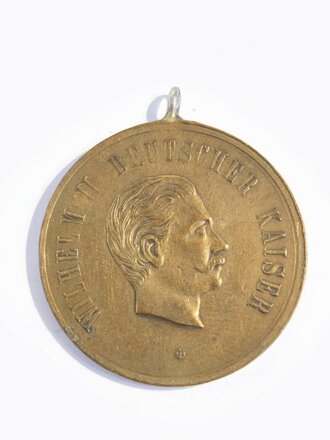 Tragbare Medaille  deutscher Kriegerbund" Wilhelm II Gott mit uns " / Bronze / Durchmesser 31 mm